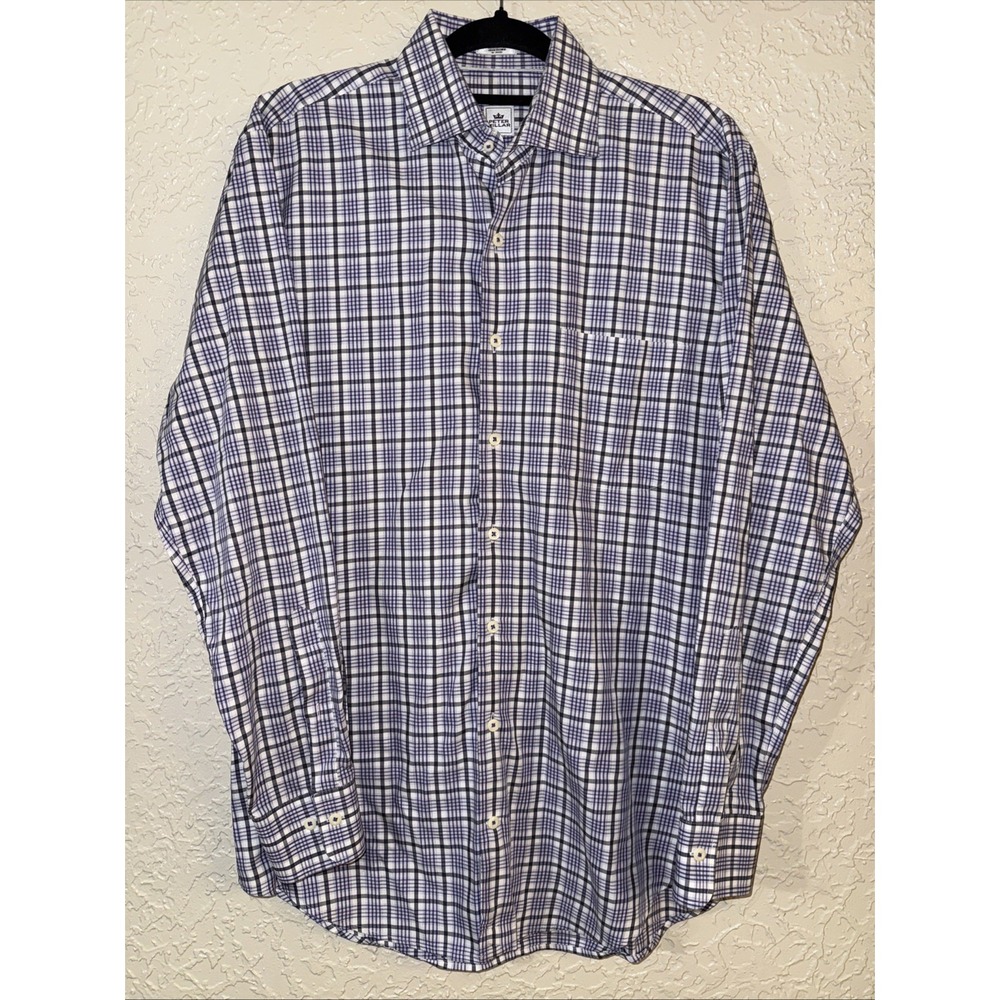 Peter Millar Plaid Button Down Shirt Medium Purple-Black -White (460)